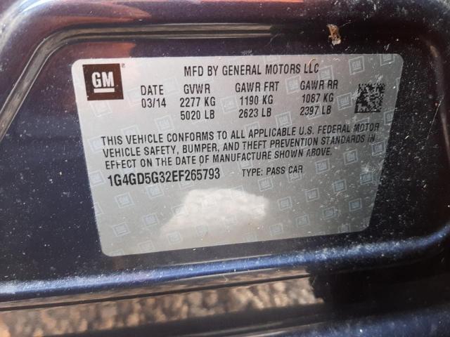 Photo 10 from auction – 2014 BUICK LACROSSE P with VIN 1G4GD5G32EF265793