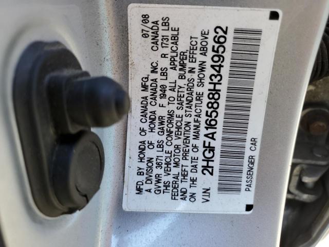 Photo 10 from auction – 2008 HONDA CIVIC LX with VIN 2HGFA16588H349562