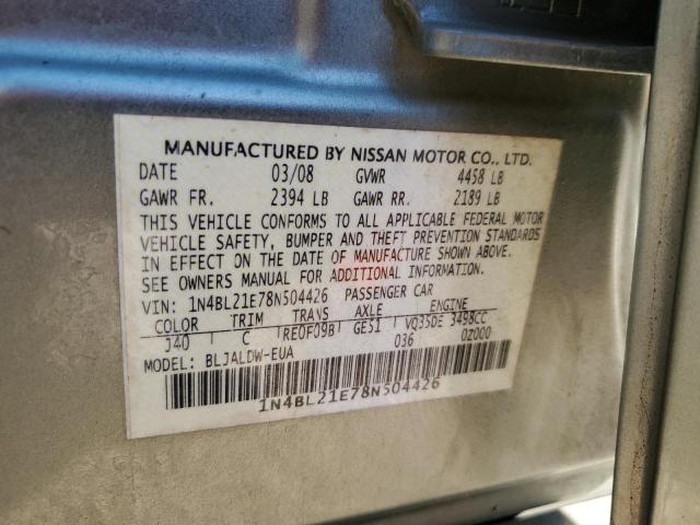 Photo 10 from auction – 2008 NISSAN ALTIMA with VIN 1N4BL21E78N504426