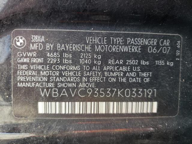 Photo 10 from auction – 2007 BMW 328 XI with VIN WBAVC93537K033191