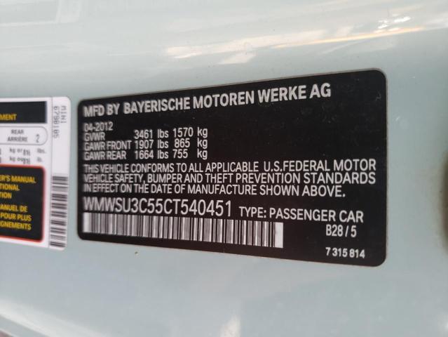 Photo 10 from auction – 2012 MINI COOPER with VIN WMWSU3C55CT540451