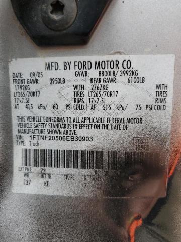 Photo 10 from auction – 2006 FORD F250 SUPER with VIN 1FTNF20506EB30903