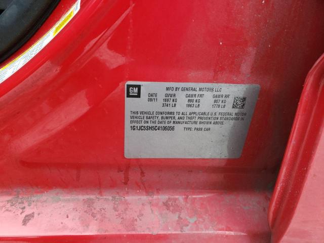 Photo 10 from auction – 2012 CHEVROLET SONIC LT with VIN 1G1JC5SH5C4106056