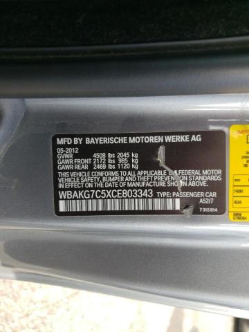 Photo 10 from auction – 2012 BMW 335 I with VIN WBAKG7C5XCE803343