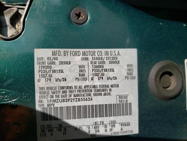 Photo 10 from auction – 2000 FORD EXPLORER X with VIN 1FMZU83P2YZB55624