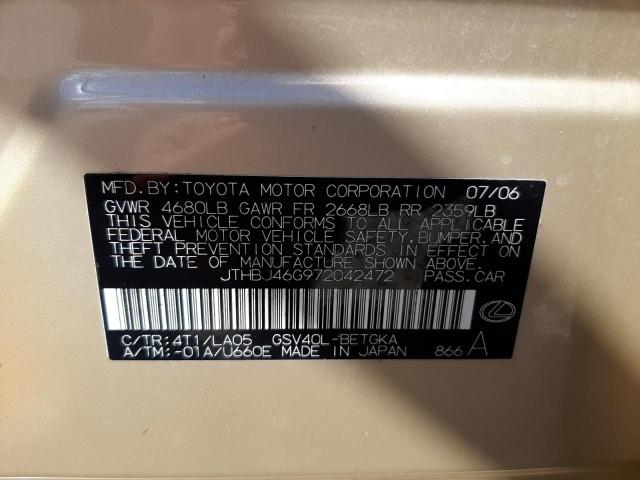 Photo 10 from auction – 2007 LEXUS ES 350 with VIN JTHBJ46G972042472