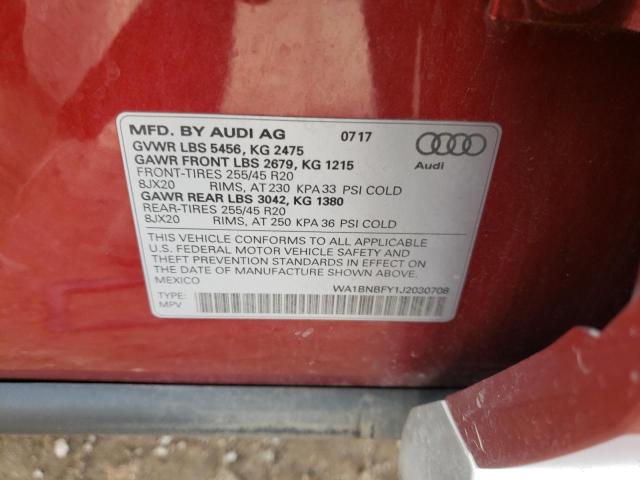Photo 10 from auction – 2018 AUDI Q5 PREMIUM with VIN WA1BNBFY1J2030708