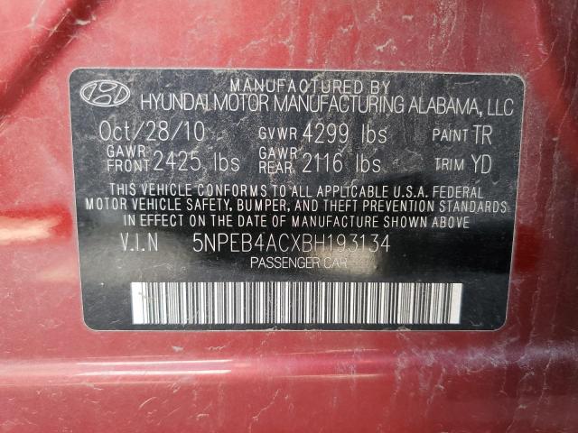 Photo 10 from auction – 2011 HYUNDAI SONATA GLS with VIN 5NPEB4ACXBH193134