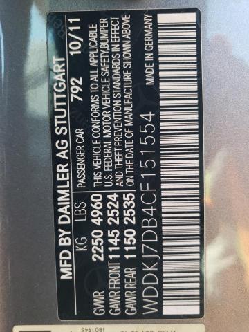 Photo 10 from auction – 2012 MERCEDES-BENZ E 550 with VIN WDDKJ7DB4CF151554