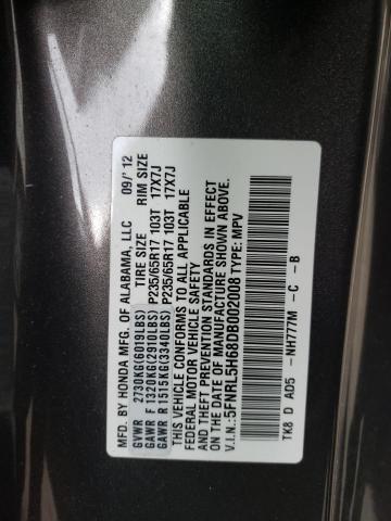 Photo 10 from auction – 2013 HONDA ODYSSEY EX with VIN 5FNRL5H68DB002008