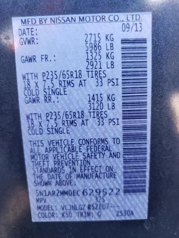 Photo 10 from auction – 2014 NISSAN PATHFINDER with VIN 5N1AR2MM0EC629522