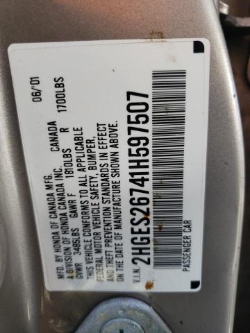 Photo 10 from auction – 2001 HONDA CIVIC EX with VIN 2HGES26741H597507