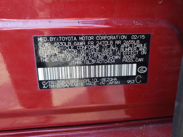 Photo 10 from auction – 2015 LEXUS GS 350 with VIN JTHBE1BL3FA010434