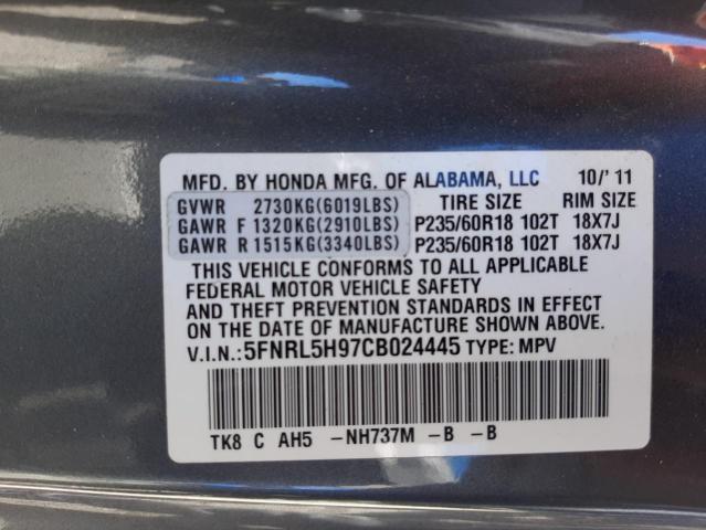 Photo 10 from auction – 2012 HONDA ODYSSEY TO with VIN 5FNRL5H97CB024445
