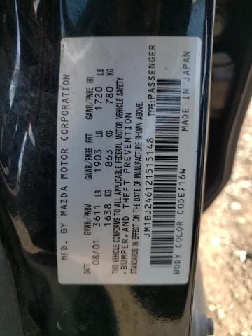 Photo 10 from auction – 2002 MAZDA PROTEGE PR with VIN JM1BJ246121515148