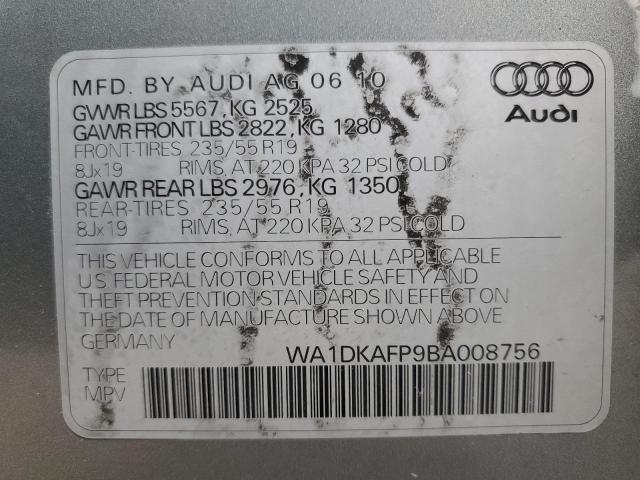 Photo 10 from auction – 2011 AUDI Q5 PREMIUM with VIN WA1DKAFP9BA008756