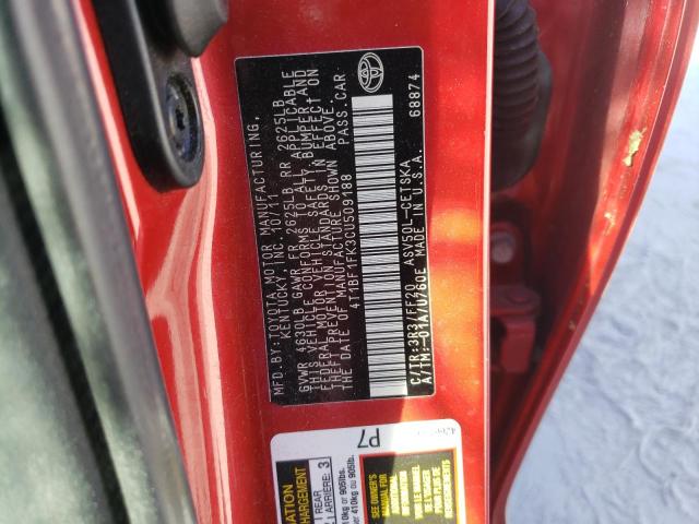 Photo 10 from auction – 2012 TOYOTA CAMRY BASE with VIN 4T1BF1FK3CU509188