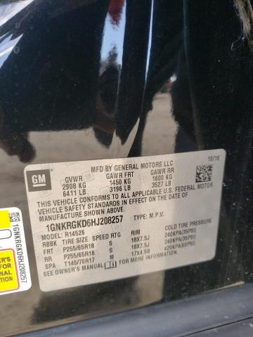 Photo 10 from auction – 2017 CHEVROLET TRAVERSE L with VIN 1GNKRGKD6HJ208257