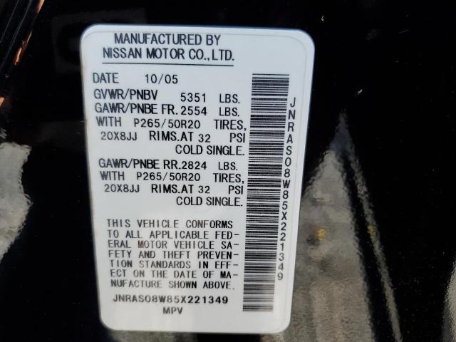 Photo 10 from auction – 2005 INFINITI FX35 with VIN JNRAS08W85X221349