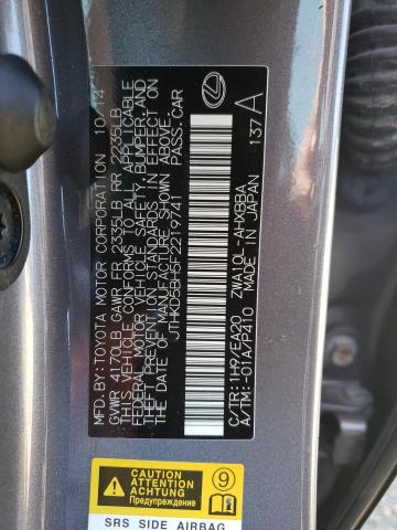 Photo 10 from auction – 2015 LEXUS CT 200 with VIN JTHKD5BH5F2219741