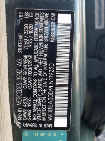 Photo 10 from auction – 1990 MERCEDES-BENZ 300 E with VIN WDBEA30D9LB119230