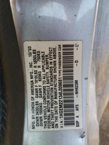 Photo 10 from auction – 2004 HONDA CIVIC DX V with VIN 1HGEM22134L009681