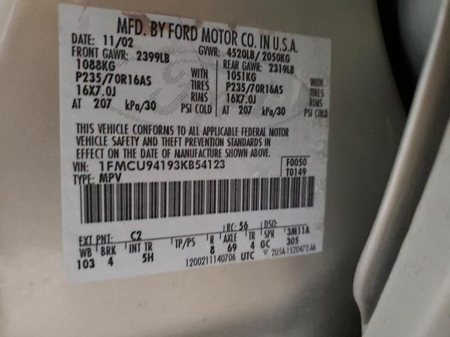 Photo 10 from auction – 2003 FORD ESCAPE LIM with VIN 1FMCU94193KB54123