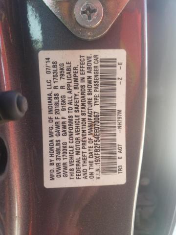 Photo 10 from auction – 2014 HONDA CIVIC LX with VIN 19XFB2F54EE070067