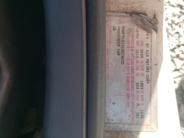 Photo 10 from auction – 2001 KIA SEPHIA BAS with VIN KNAFB121015074035