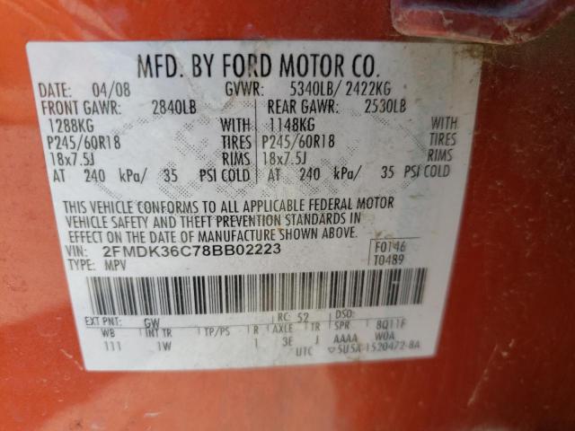 Photo 10 from auction – 2008 FORD EDGE SE with VIN 2FMDK36C78BB02223