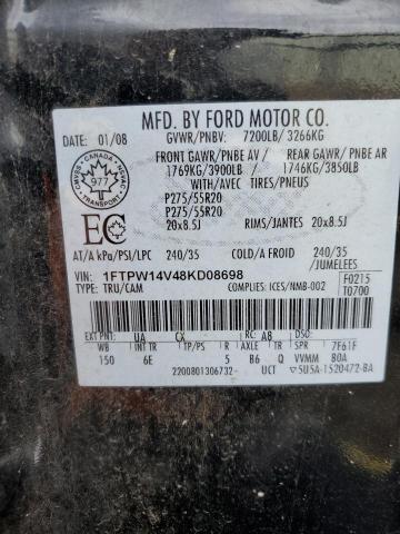 Photo 10 from auction – 2008 FORD F150 SUPER with VIN 1FTPW14V48KD08698
