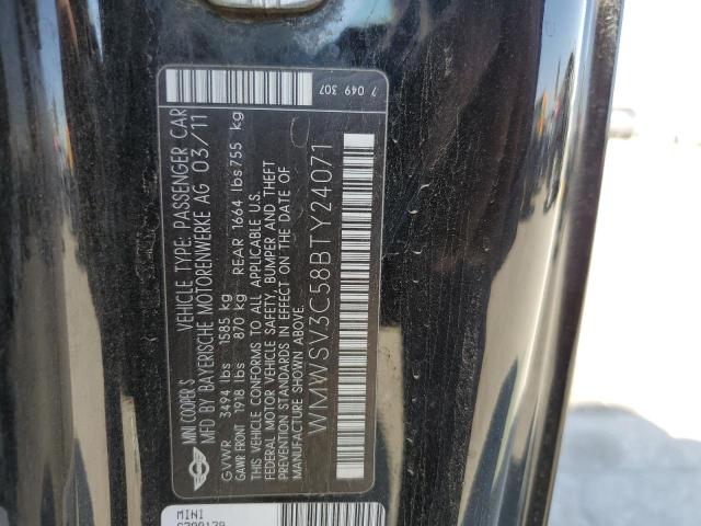 Photo 10 from auction – 2011 MINI COOPER S with VIN WMWSV3C58BTY24071