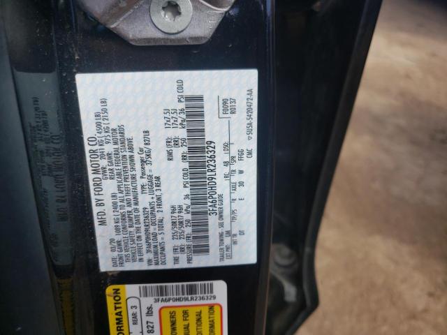 Photo 10 from auction – 2020 FORD FUSION SE with VIN 3FA6P0HD9LR236329