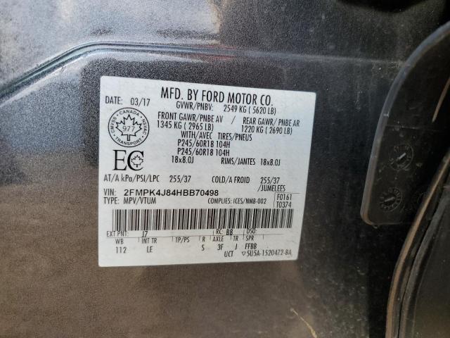 Photo 10 from auction – 2017 FORD EDGE SEL with VIN 2FMPK4J84HBB70498