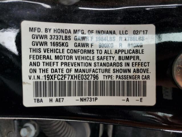 Photo 10 from auction – 2017 HONDA CIVIC EX with VIN 19XFC2F7XHE032796