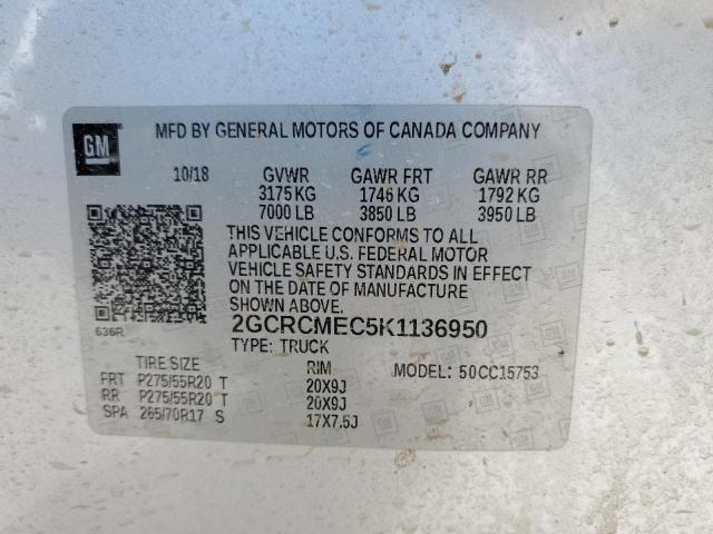 Photo 10 from auction – 2019 CHEVROLET SILVERADO with VIN 2GCRCMEC5K1136950