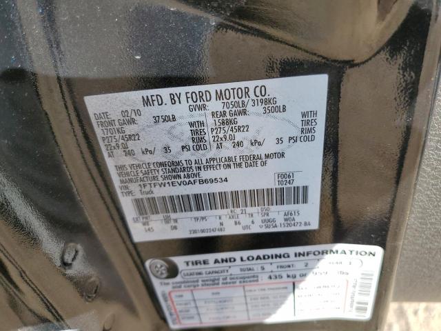 Photo 10 from auction – 2010 FORD F150 SUPER with VIN 1FTFW1EV0AFB69534