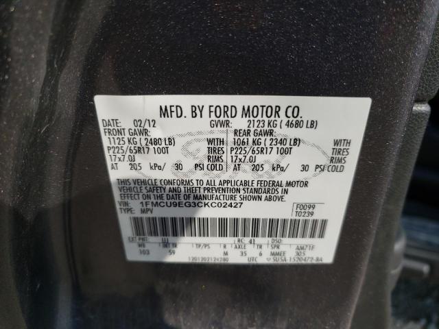 Photo 10 from auction – 2012 FORD ESCAPE LIM with VIN 1FMCU9EG3CKC02427