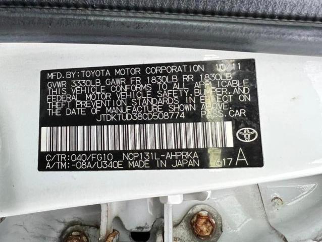 Photo 10 from auction – 2012 TOYOTA YARIS with VIN JTDKTUD38CD508774