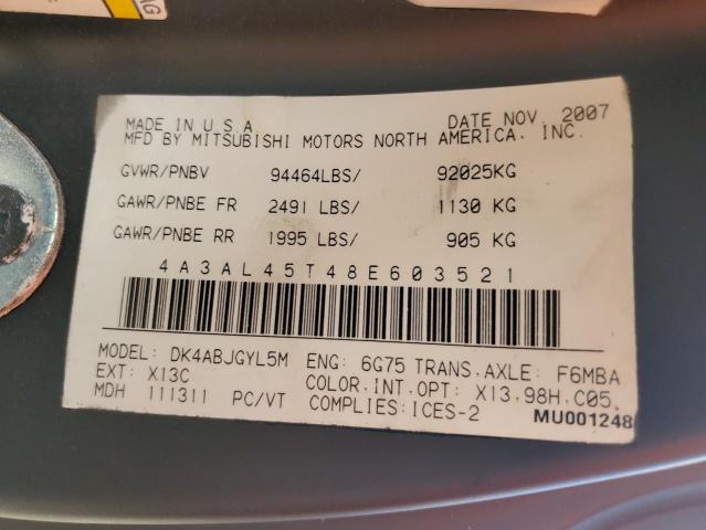 Photo 10 from auction – 2008 MITSUBISHI ECLIPSE GT with VIN 4A3AL45T48E603521