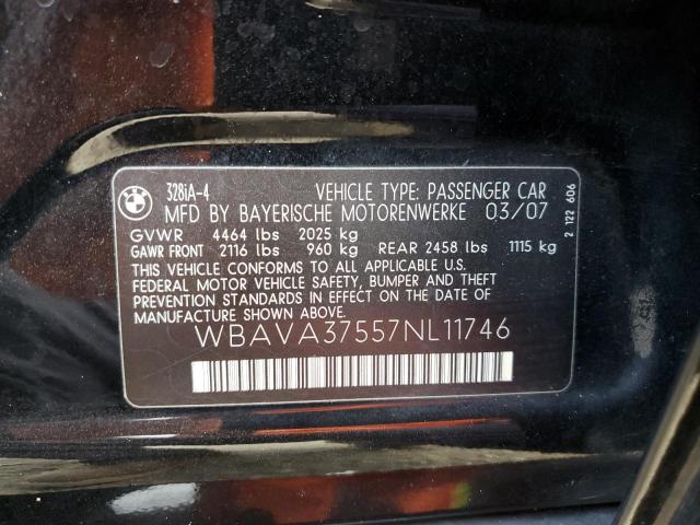 Photo 10 from auction – 2007 BMW 328 I with VIN WBAVA37557NL11746
