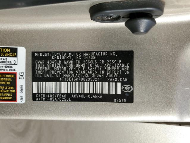 Photo 10 from auction – 2009 TOYOTA CAMRY BASE with VIN 4T1BE46K79U295321
