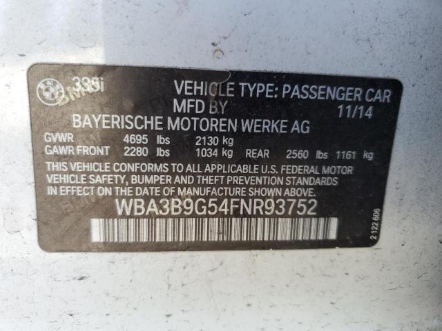 Photo 10 from auction – 2015 BMW 335 XI with VIN WBA3B9G54FNR93752