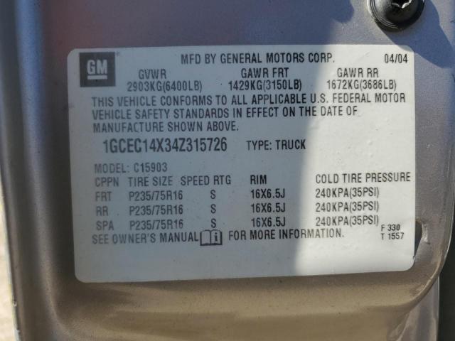 Photo 10 from auction – 2004 CHEVROLET SILVERADO with VIN 1GCEC14X34Z315726