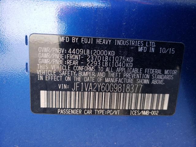 Photo 10 from auction – 2016 SUBARU WRX STI LI with VIN JF1VA2Y60G9818377