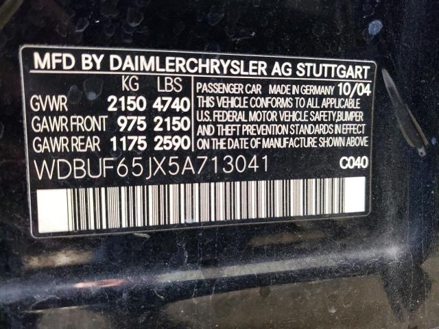 Photo 10 from auction – 2005 MERCEDES-BENZ E 320 with VIN WDBUF65JX5A713041