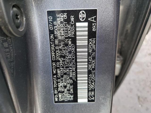 Photo 10 from auction – 2010 TOYOTA COROLLA with VIN JTDBU4EE2AJ073407