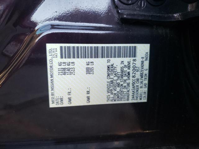 Photo 10 from auction – 2012 NISSAN MAXIMA S with VIN 1N4AA5AP0CC820078