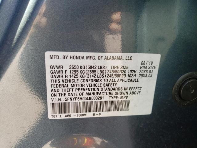 Photo 10 from auction – 2020 HONDA PILOT ELIT with VIN 5FNYF6H05LB003281