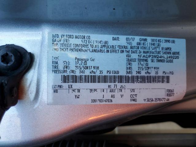 Photo 10 from auction – 2017 FORD FOCUS SEL with VIN 1FADP3M24HL249220